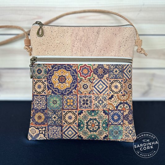 Sabrina Cork Crossbody Bag - Azulejo