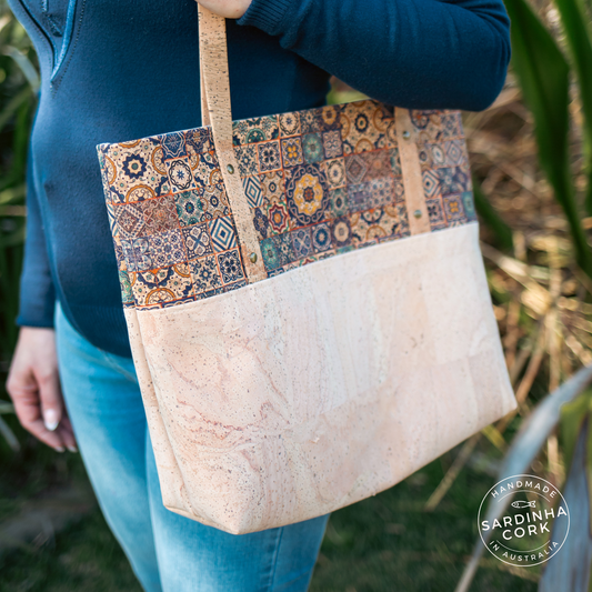 Guida Cork Tote Bag - Azulejo